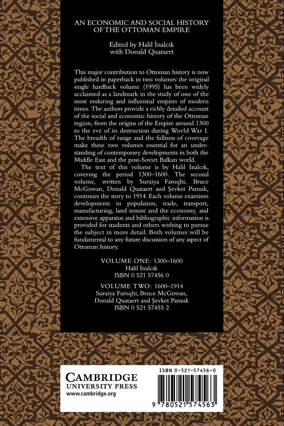 Rückseitencover An Economic and Social History of the Ottoman Empire