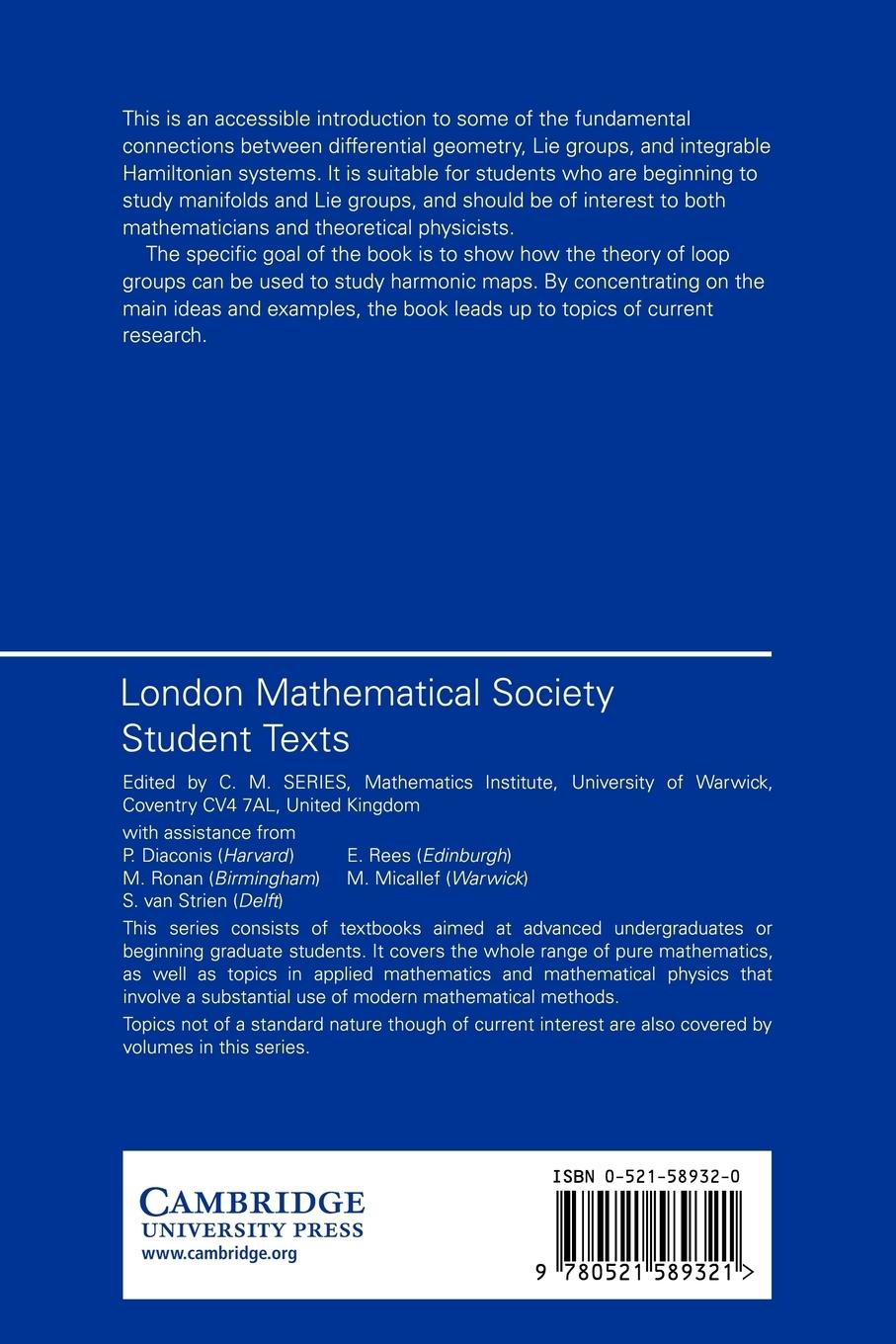 Rückseitencover Harmonic Maps, Loop Groups, and Integrable Systems