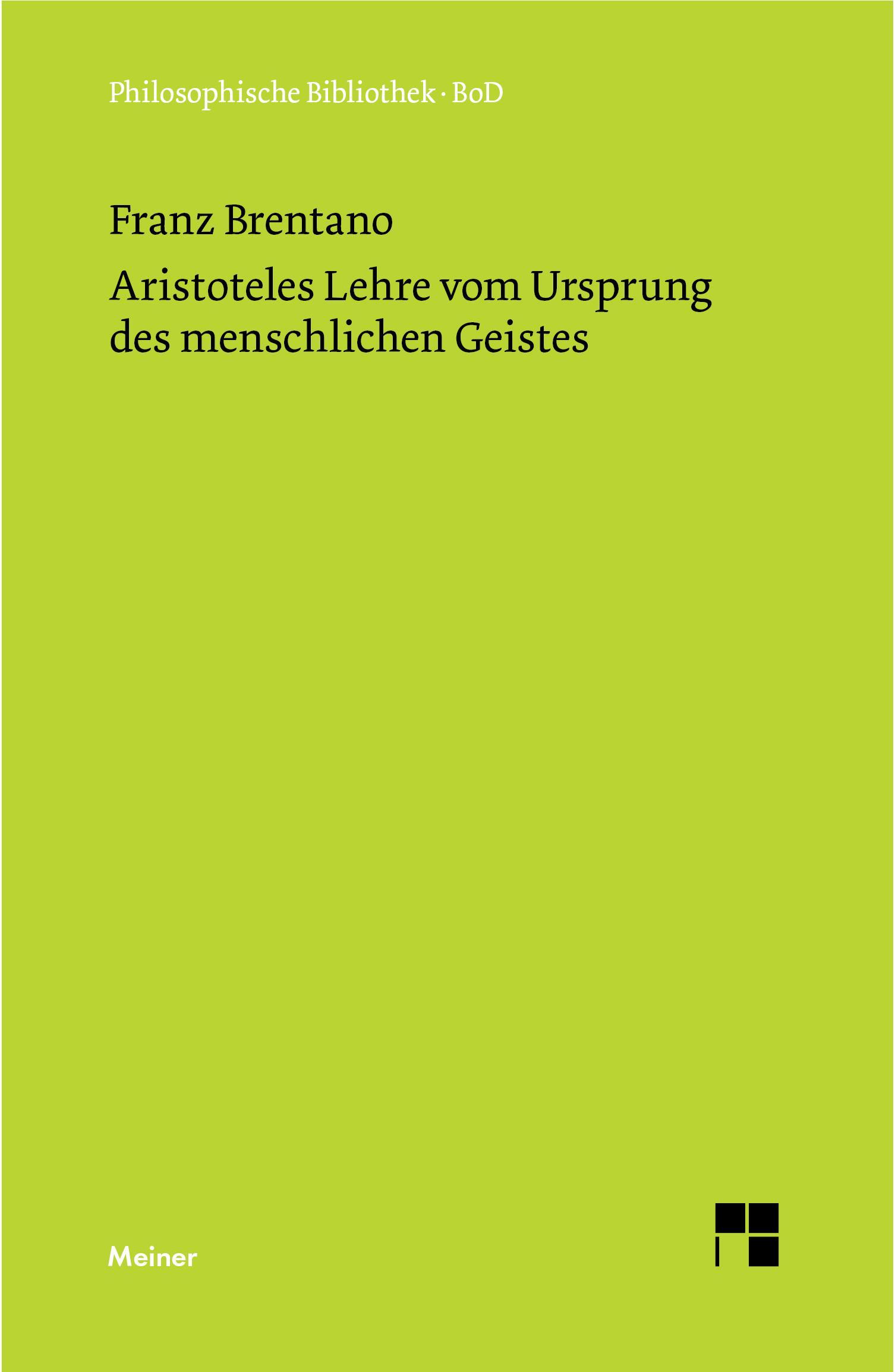 Vorderes Coverbild Aristoteles Lehre vom Ursprung des menschlichen Geistes