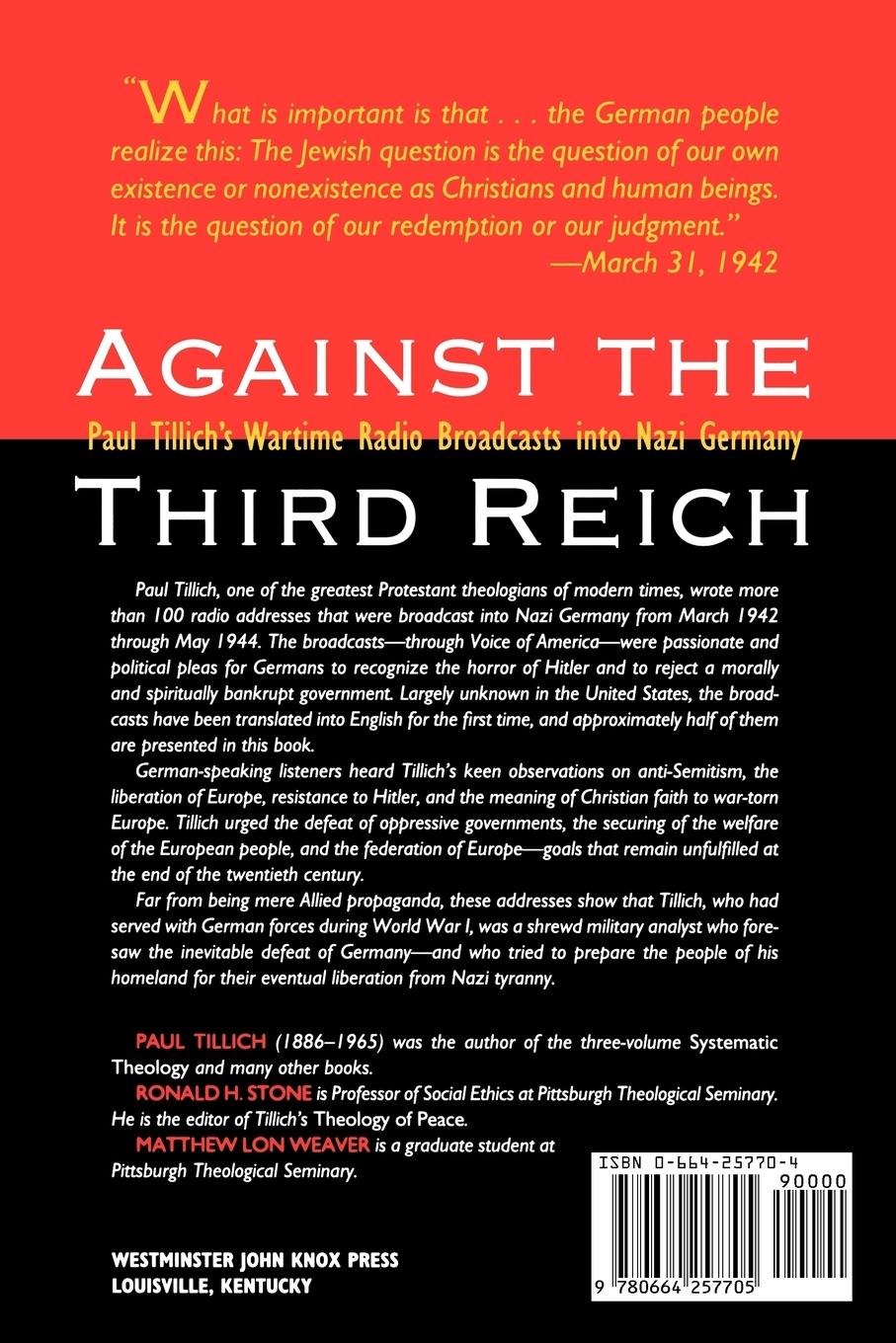 Rückseitencover Against the Third Reich