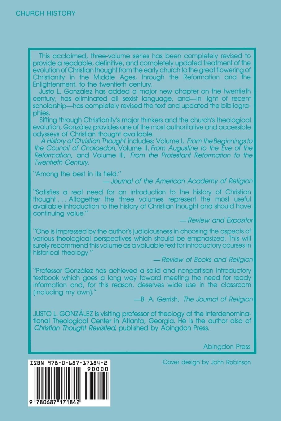 Rückseitencover A History of Christian Thought Volume 3