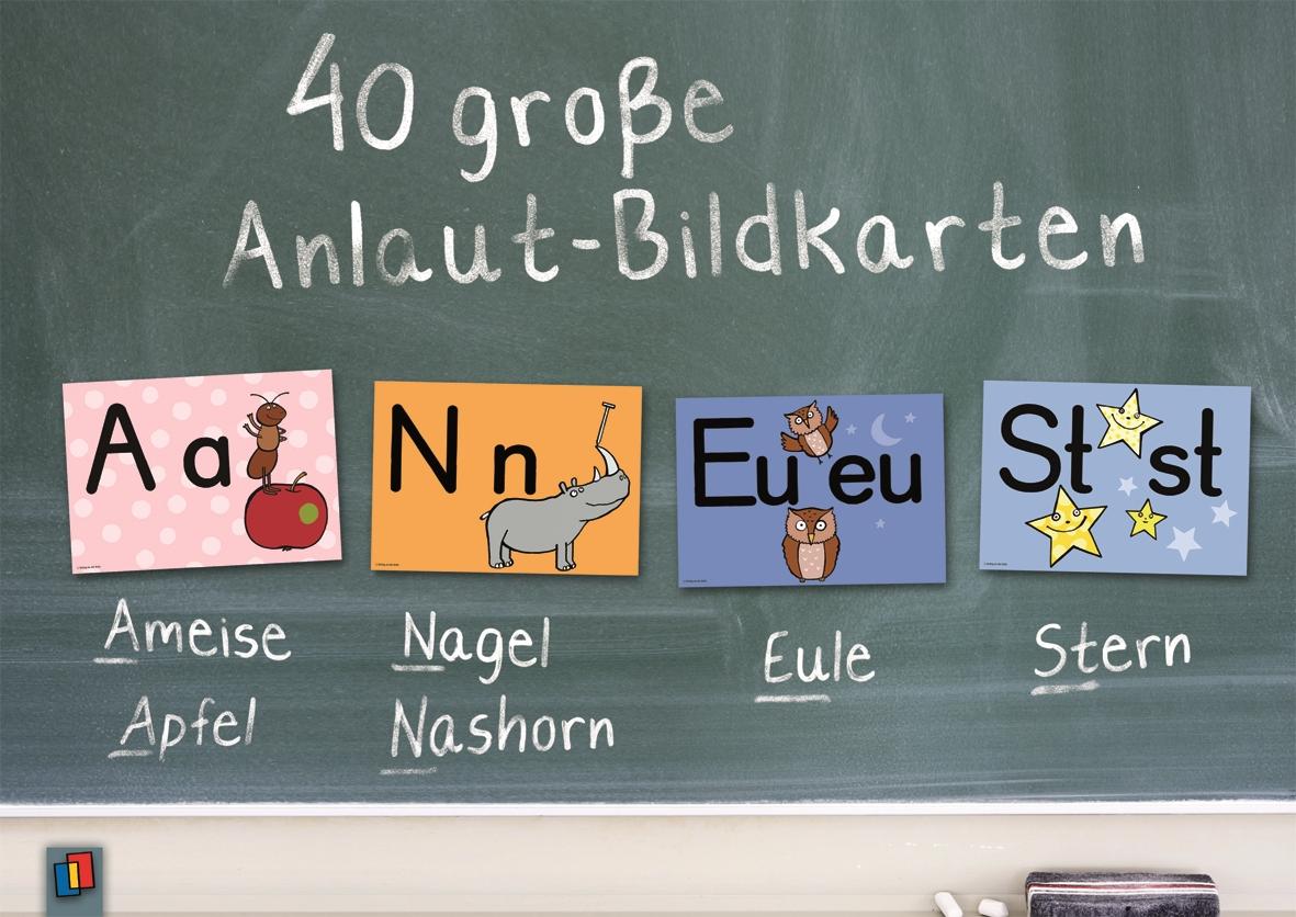 Vorderes Coverbild 40 große Anlaut-Bildkarten für Kita und Grundschule