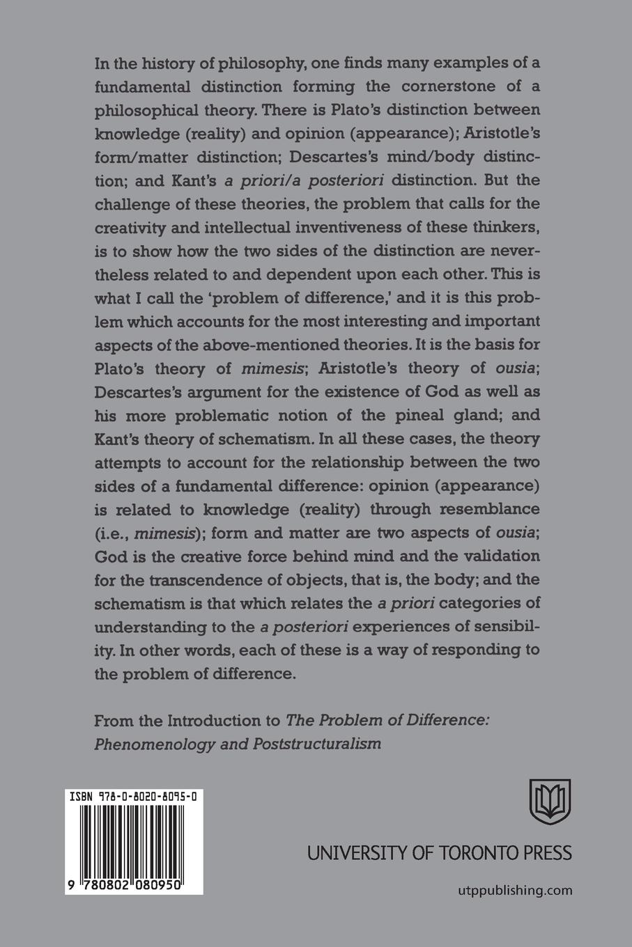 Rückseitencover The Problem of Difference