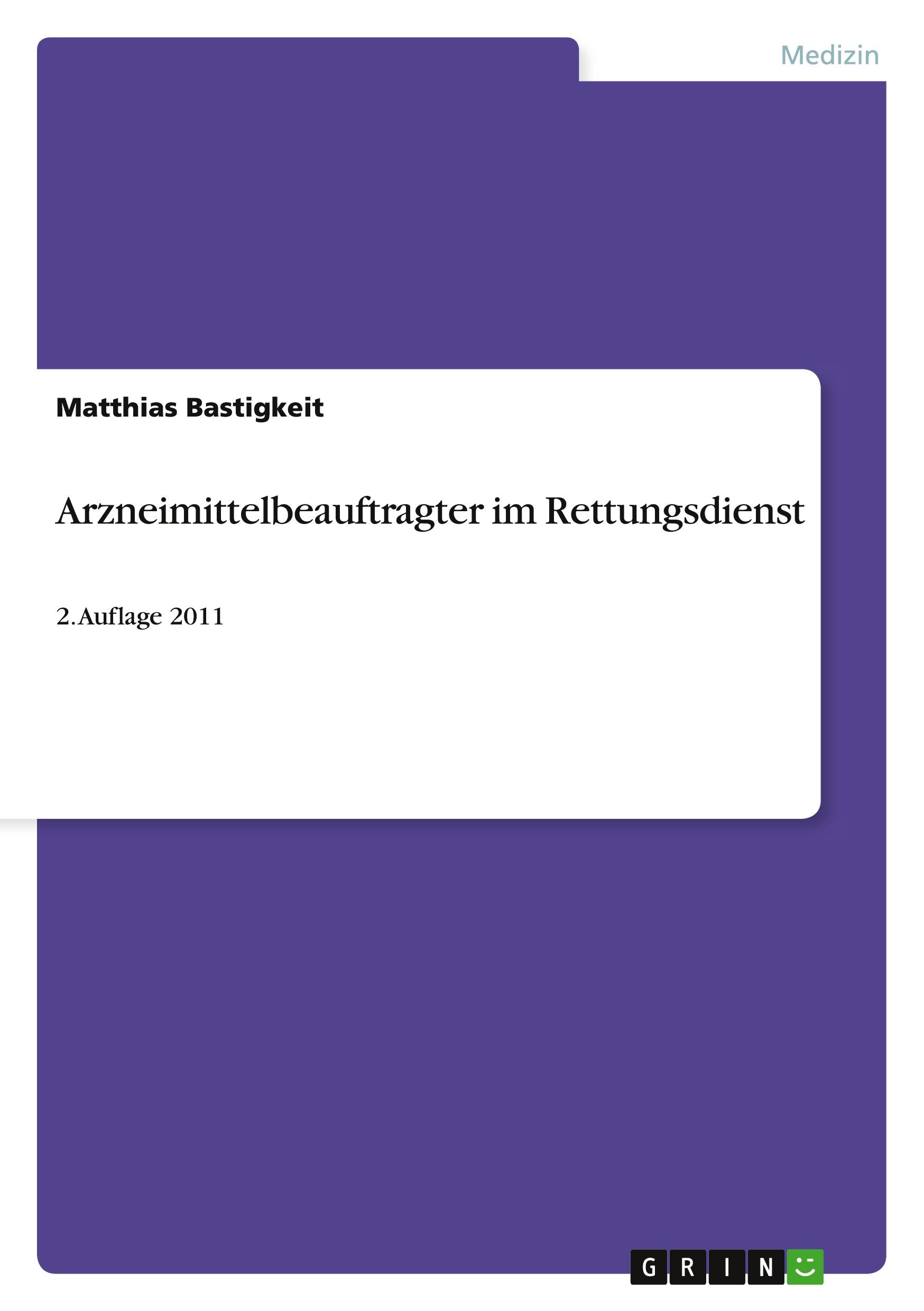 Vorderes Coverbild Arzneimittelbeauftragter im Rettungsdienst