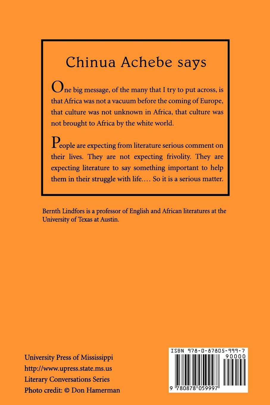 Rückseitencover Conversations with Chinua Achebe