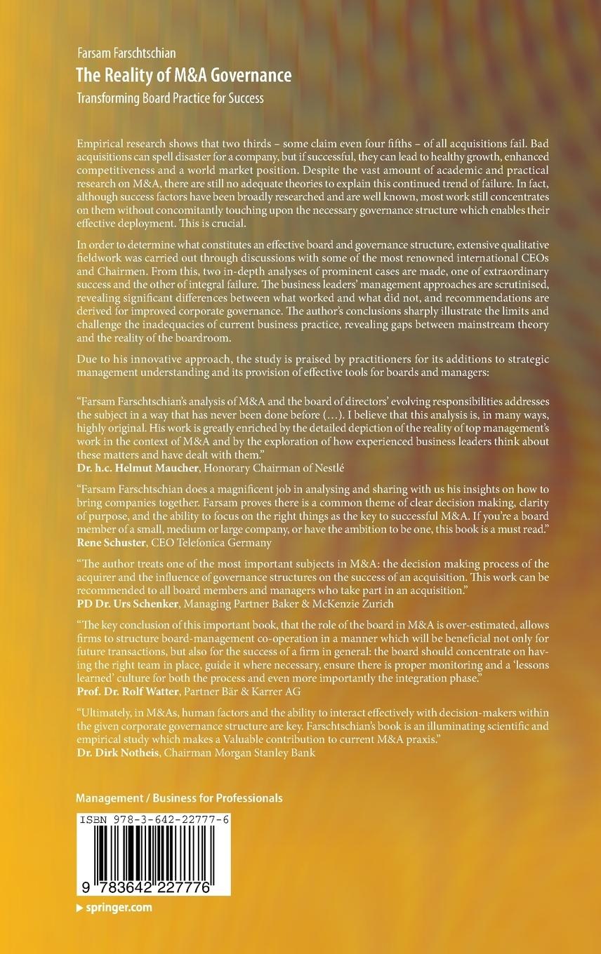 Rückseitencover The Reality of M&A Governance