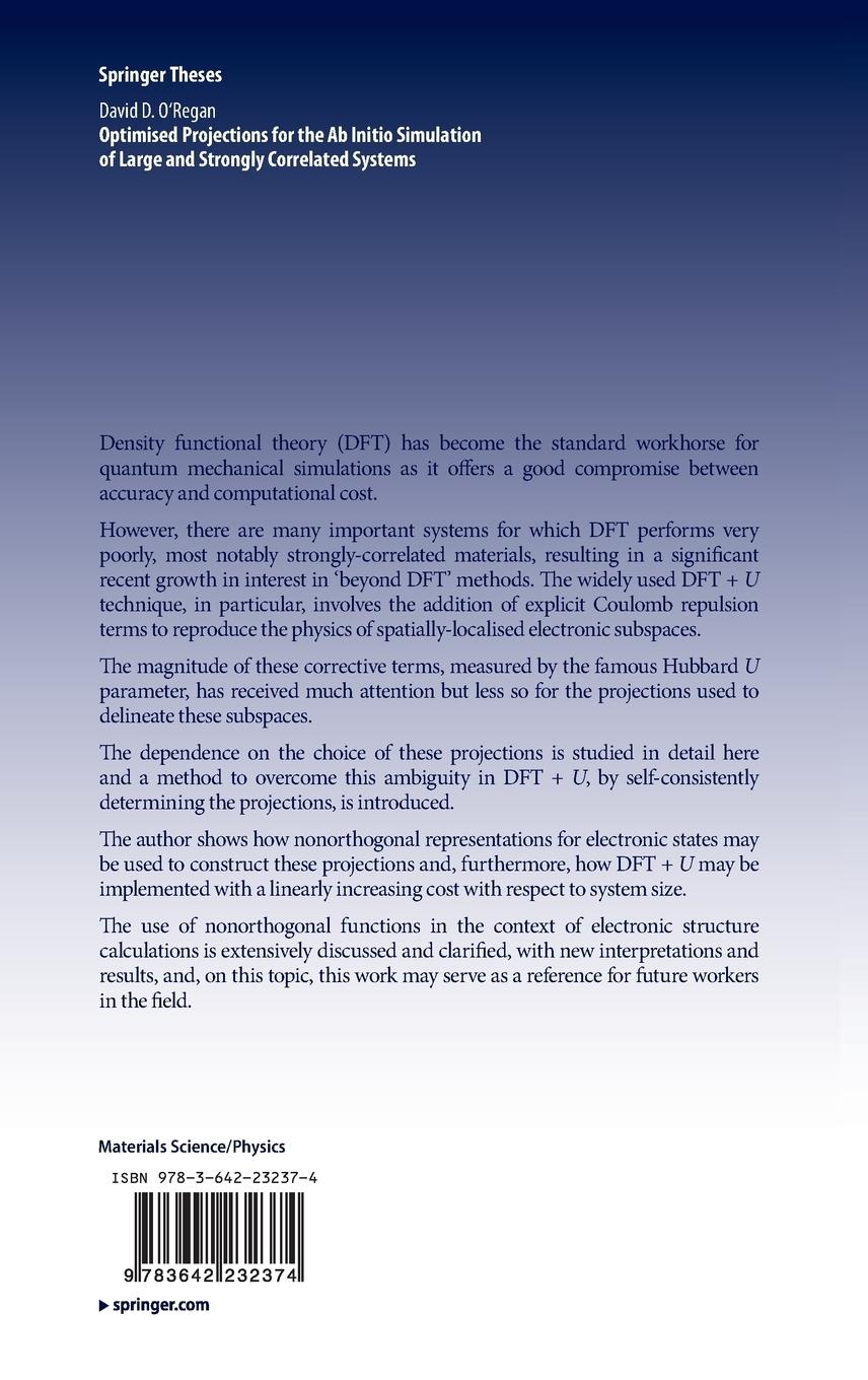 Rückseitencover Optimised Projections for the Ab Initio Simulation of Large and Strongly Correlated Systems