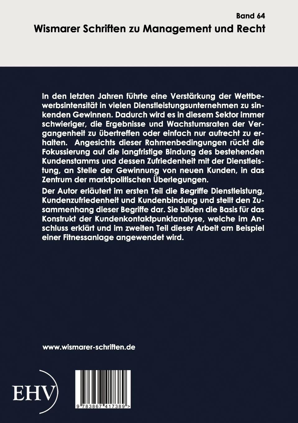 Rückseitencover Verbesserung der Servicequalität im Dienstleistungssektor durch die Kundenkontaktpunktanalyse