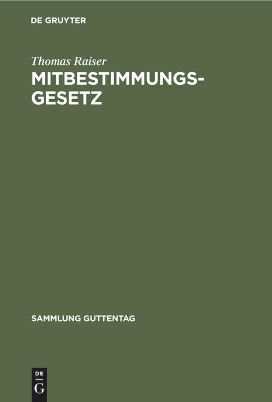Vorderes Coverbild Mitbestimmungsgesetz