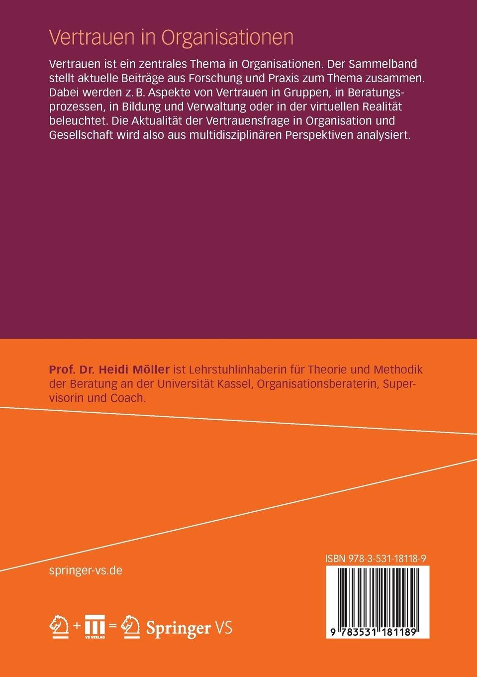 Rückseitencover Vertrauen in Organisationen