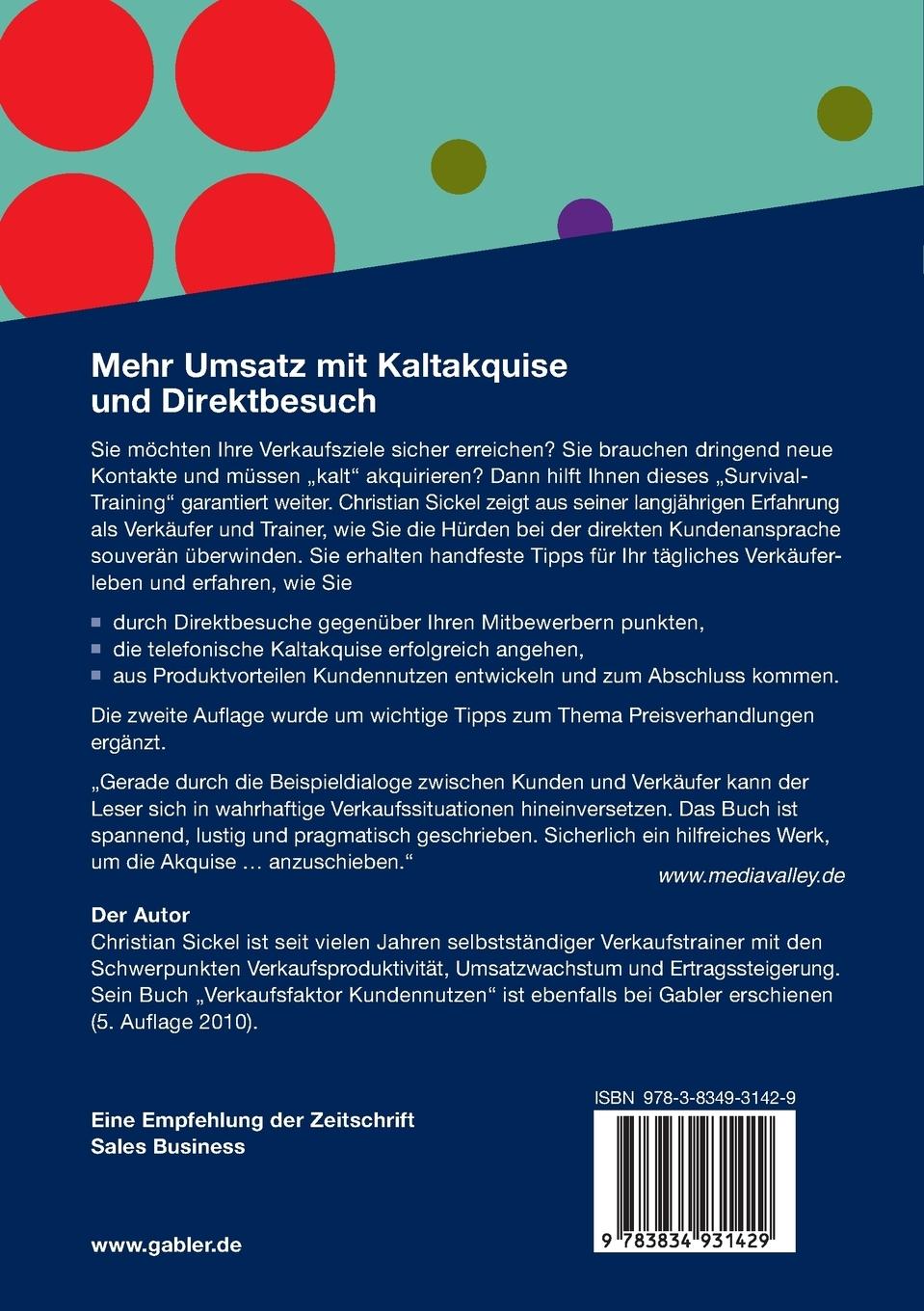 Rückseitencover Mehr Umsatz mit Kaltakquise und Direktbesuch