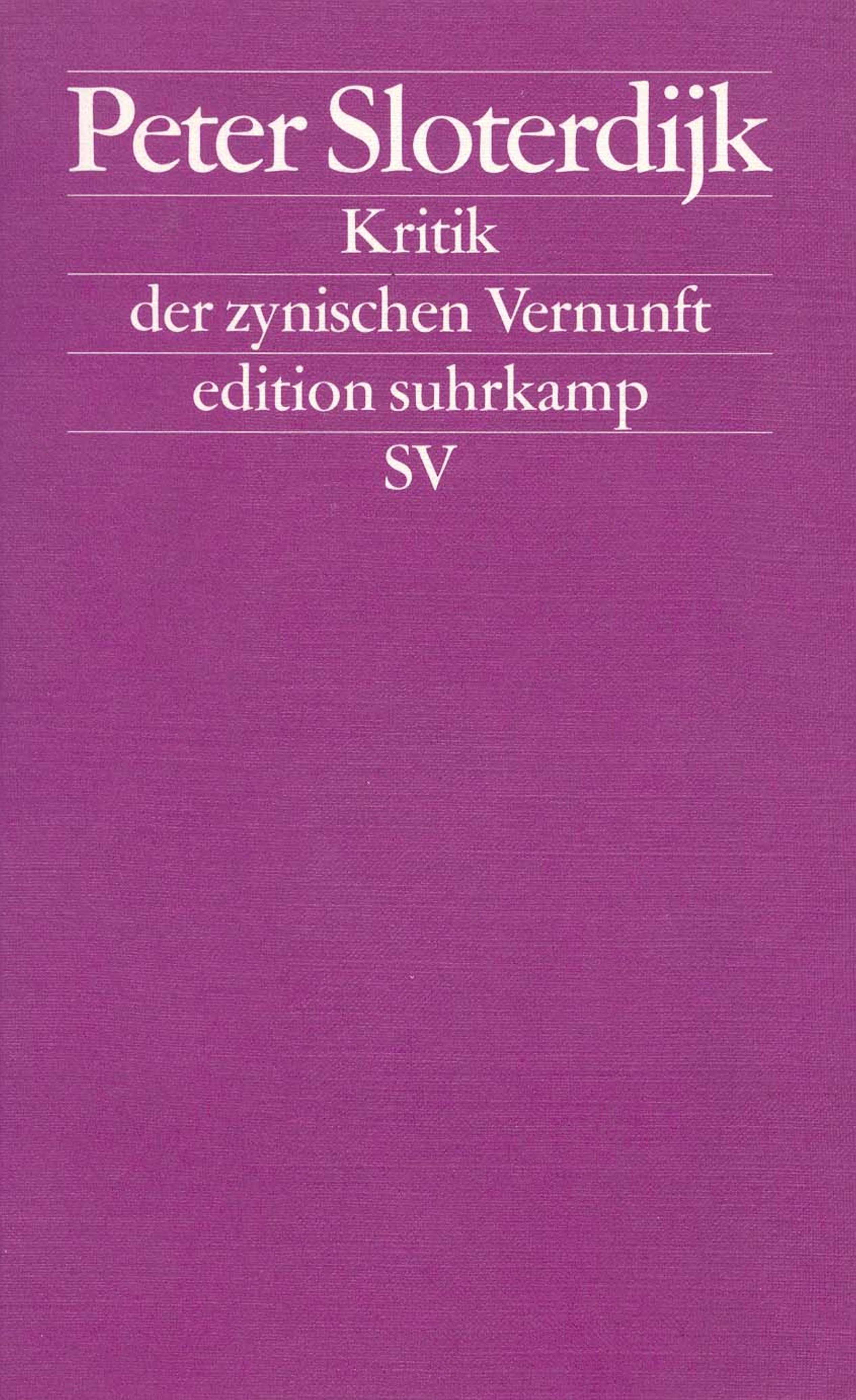 Vorderes Coverbild Zur Kritik der zynischen Vernunft
