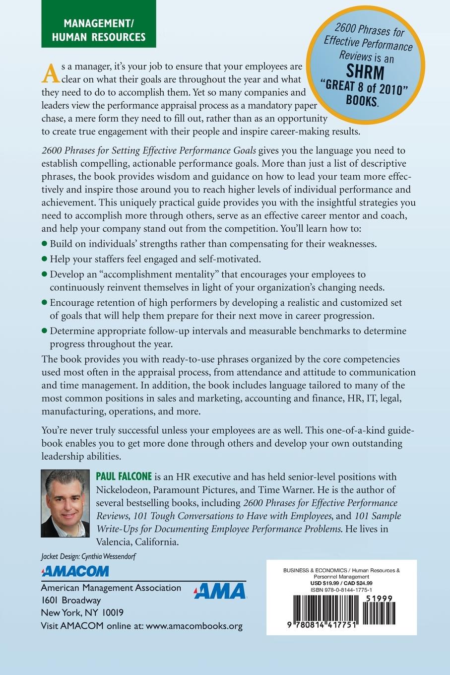 Rückseitencover The 2600 Phrases for Setting Effective Performance Goals