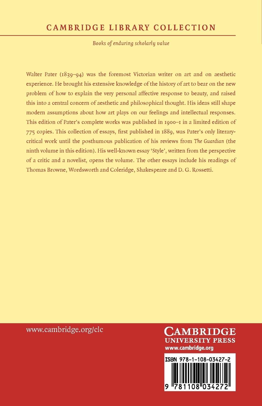 Rückseitencover The Works of Walter Pater