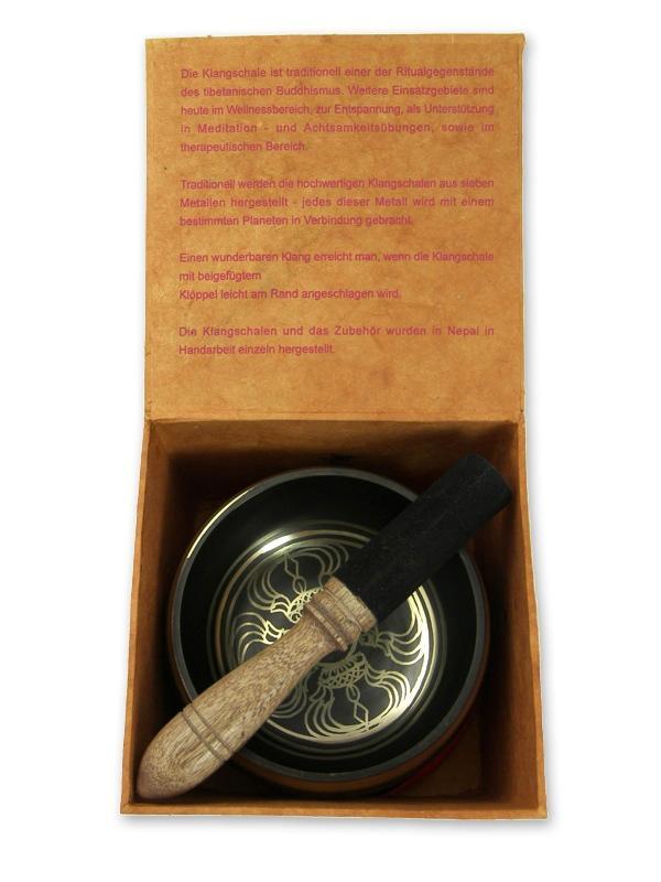 Beispielinhalt (Bild) Geschenkset mit grösserer Klangschale in brauner Box mit Aufdruck