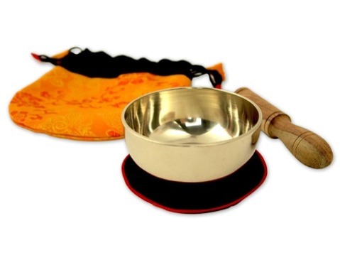 Vorderes Coverbild Kleine Klangschale mit hellem Klang in gelbem Beutel