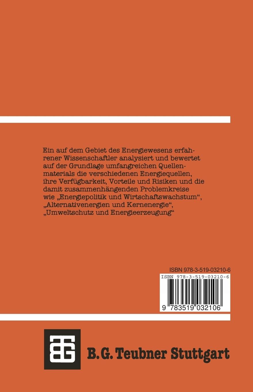 Rückseitencover Energieversorgung Probleme und Ressourcen
