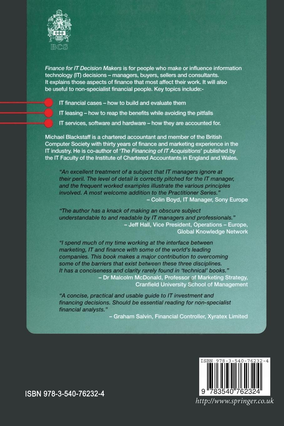 Rückseitencover Finance for IT Decision Makers