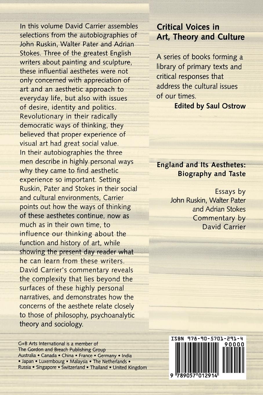 Rückseitencover England and its Aesthetes