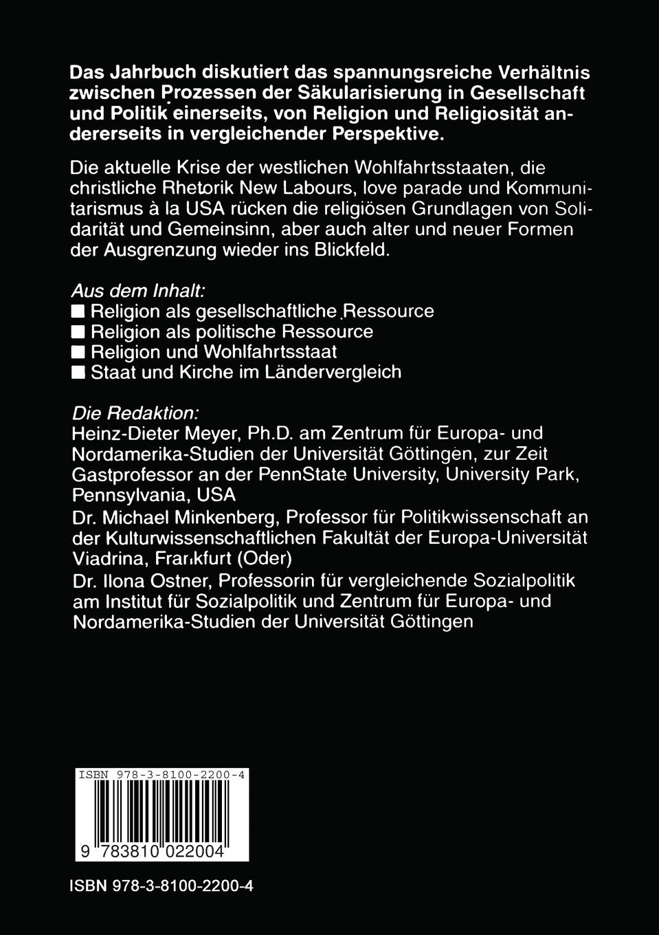 Rückseitencover Religion und Politik Zwischen Universalismus und Partikularismus