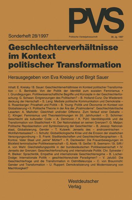 Vorderes Coverbild Geschlechterverhältnisse im Kontext politischer Transformation