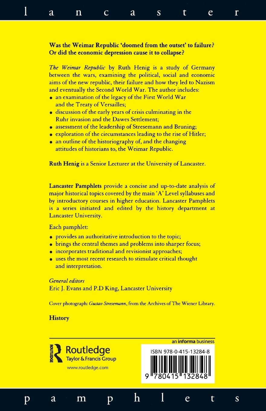 Rückseitencover The Weimar Republic 1919-1933