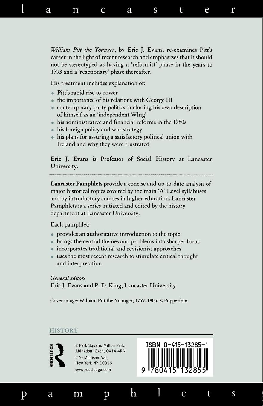 Rückseitencover William Pitt the Younger