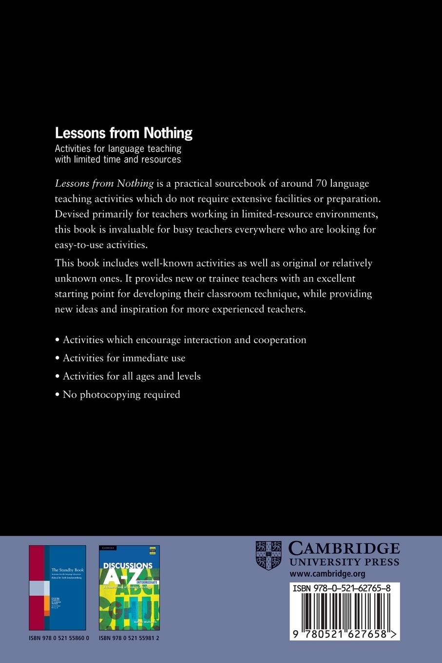 Rückseitencover Lessons from Nothing