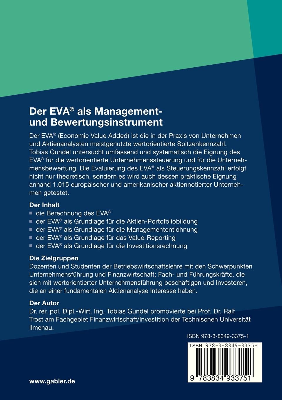 Rückseitencover Der EVA® als Management- und Bewertungsinstrument