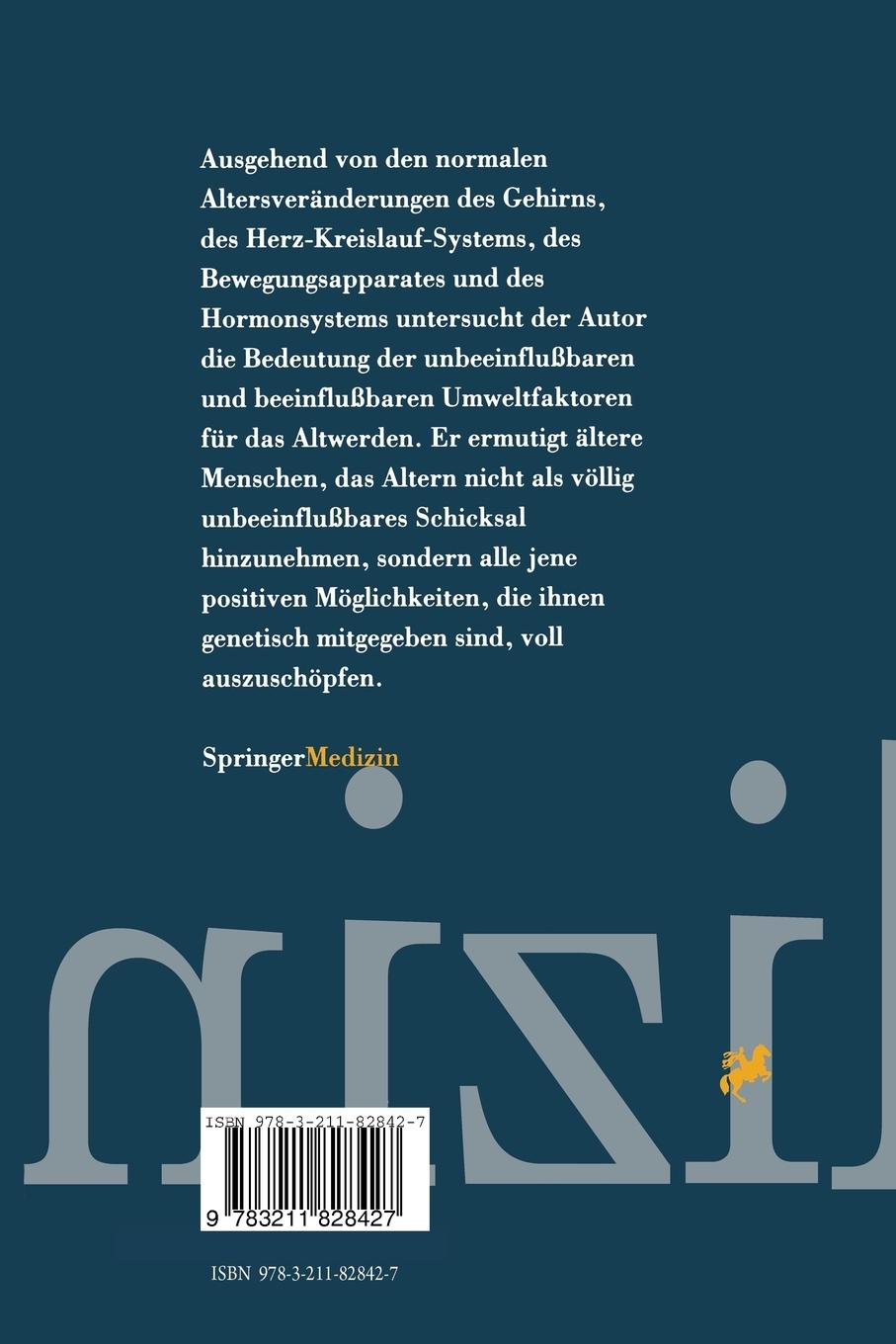 Rückseitencover Die Verhütung vorzeitiger Alterserscheinungen