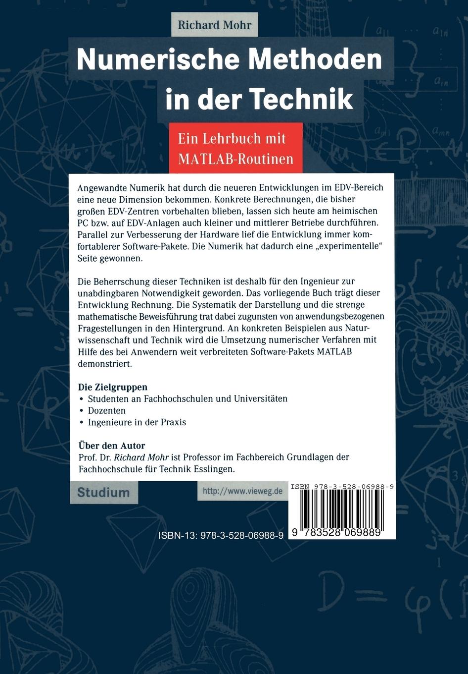 Rückseitencover Numerische Methoden in der Technik