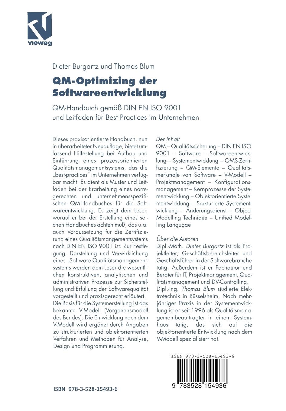 Rückseitencover QM-Optimizing der Softwareentwicklung
