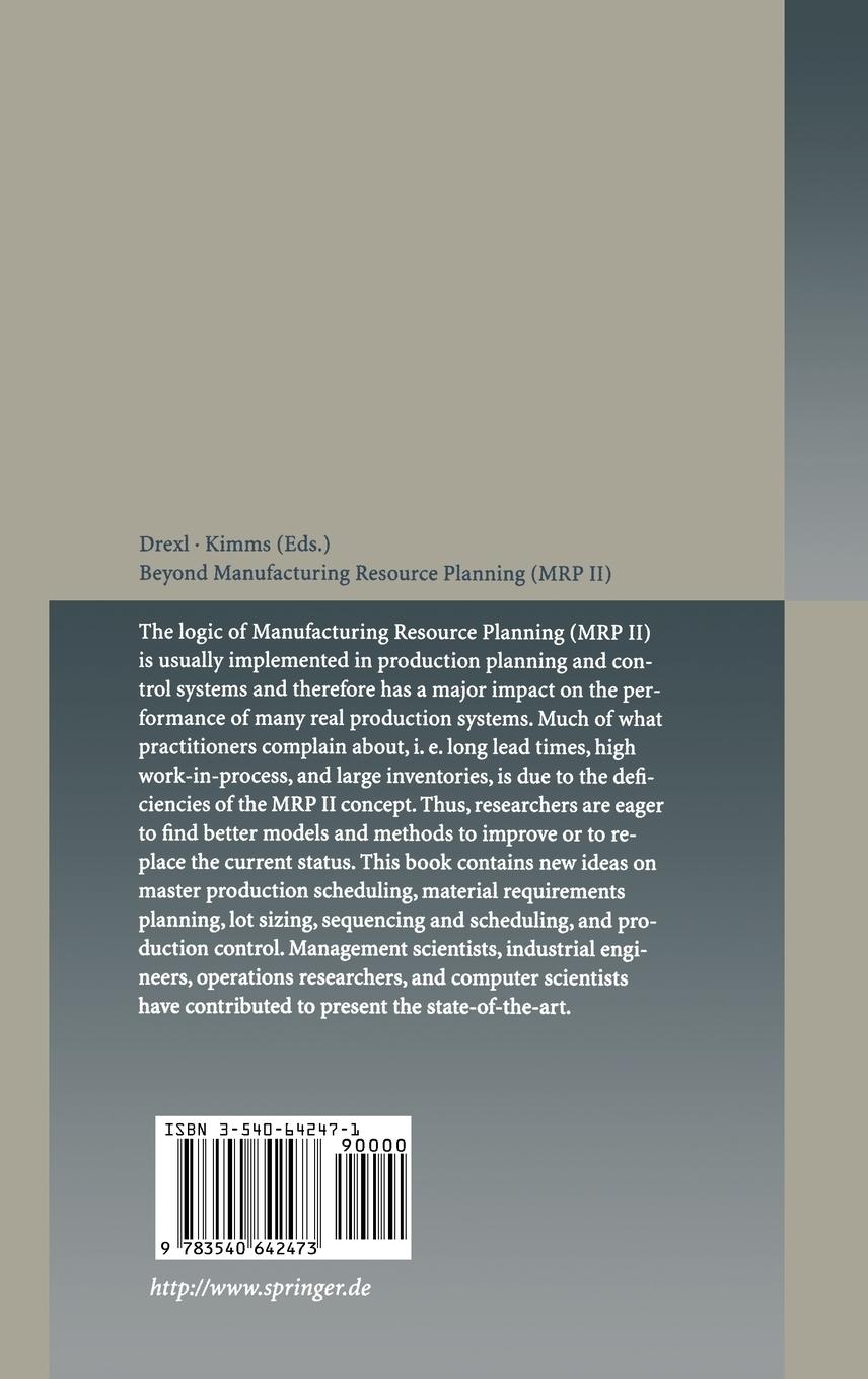 Rückseitencover Beyond Manufacturing Resource Planning (MRP II)
