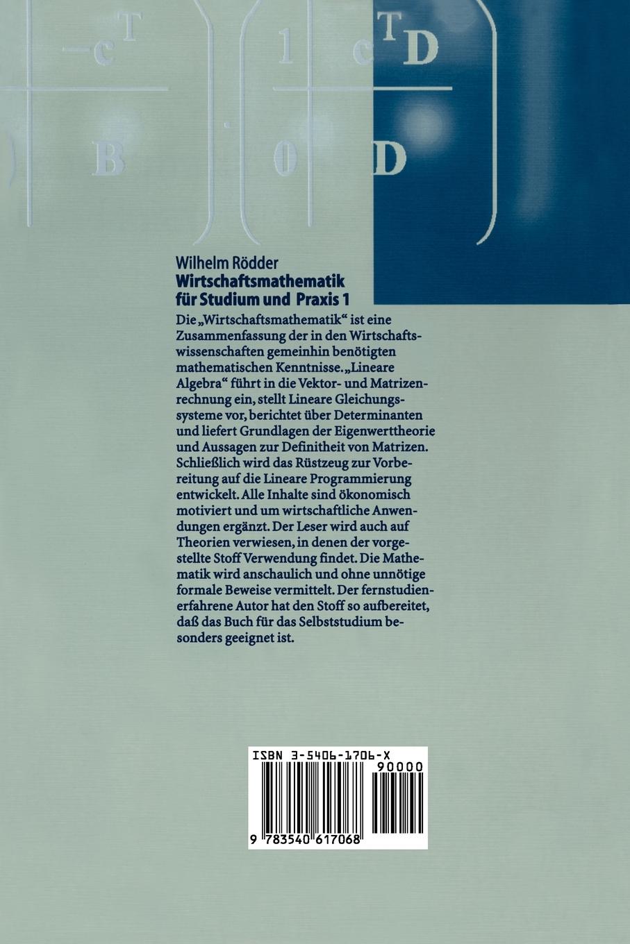 Rückseitencover Wirtschaftsmathematik für Studium und Praxis 1