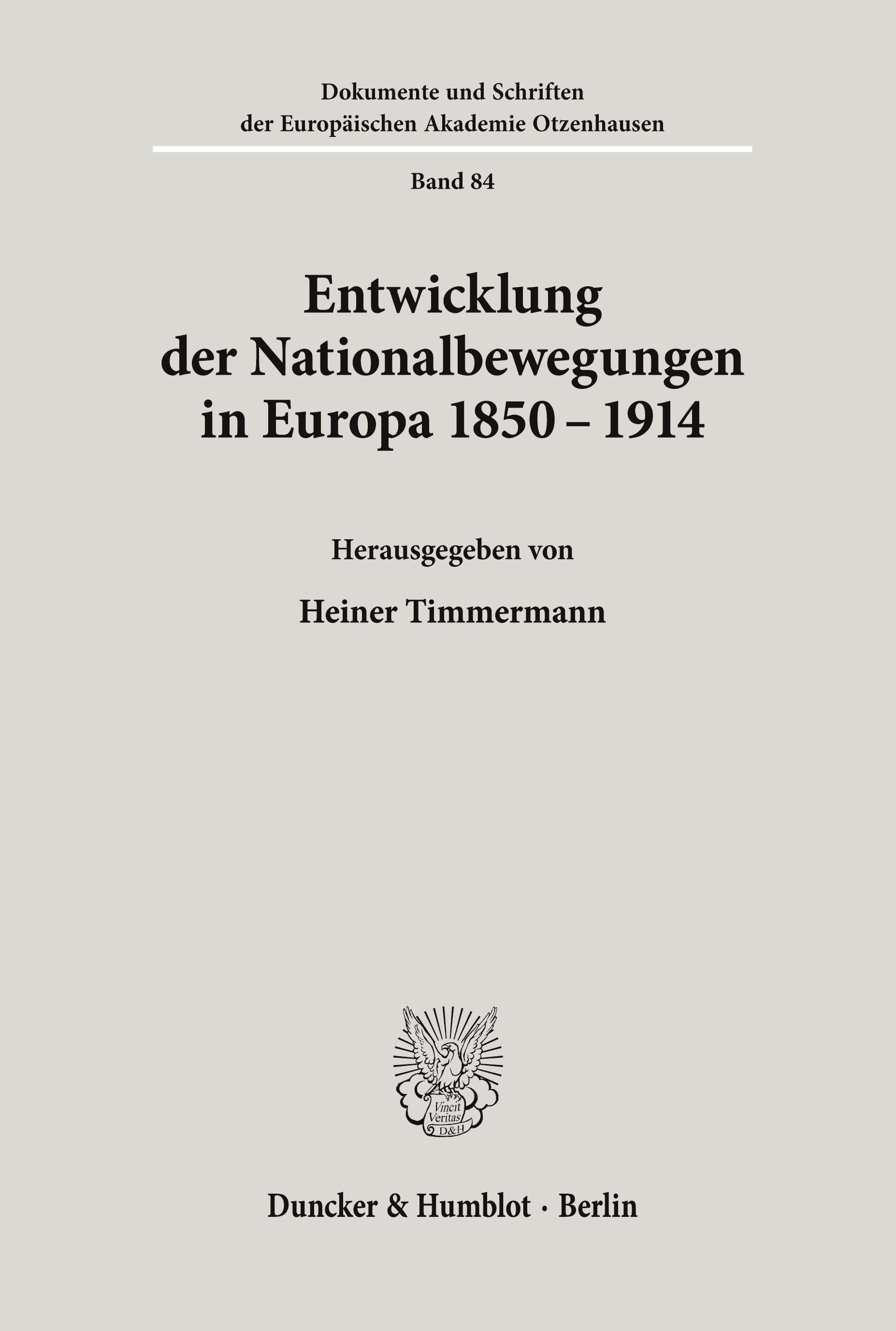 Vorderes Coverbild Entwicklung der Nationalbewegungen in Europa 1850-1914.