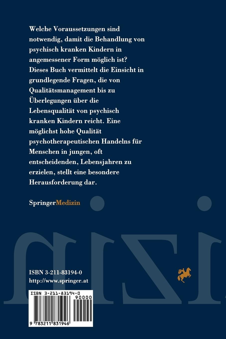 Rückseitencover Qualitätssicherung und Lebensqualität in der Kinder-und Jugendpsychiatrie