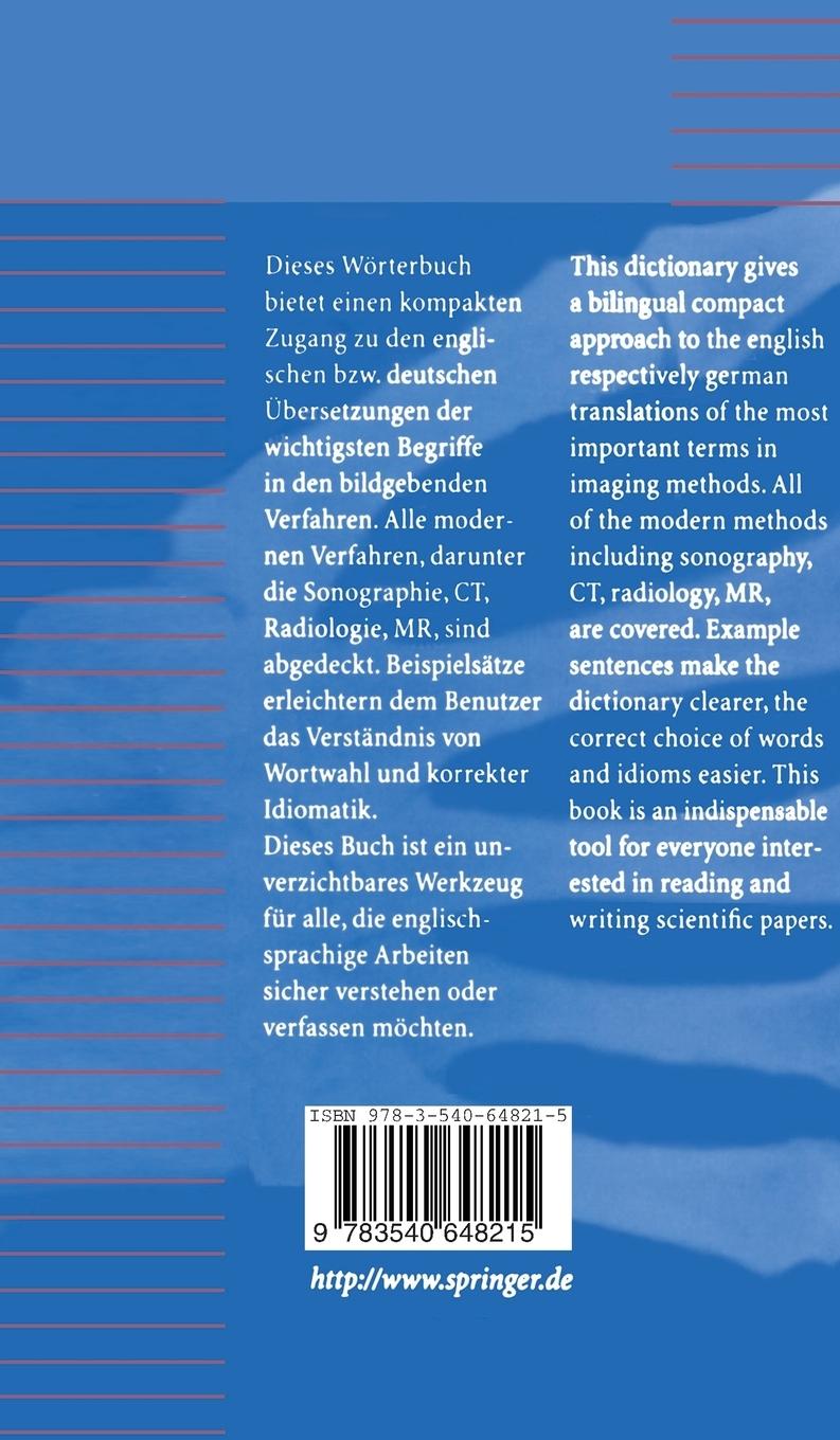 Rückseitencover Wörterbuch der bildgebenden Verfahren/Dictionary of Medical Imaging