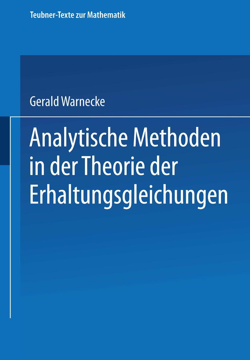Vorderes Coverbild Analytische Methoden in der Theorie der Erhaltungsgleichungen