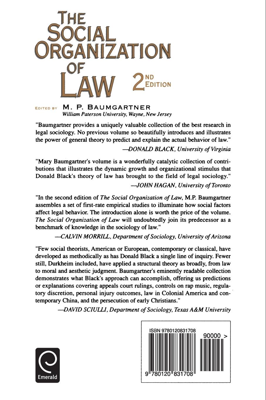 Rückseitencover The Social Organization of Law