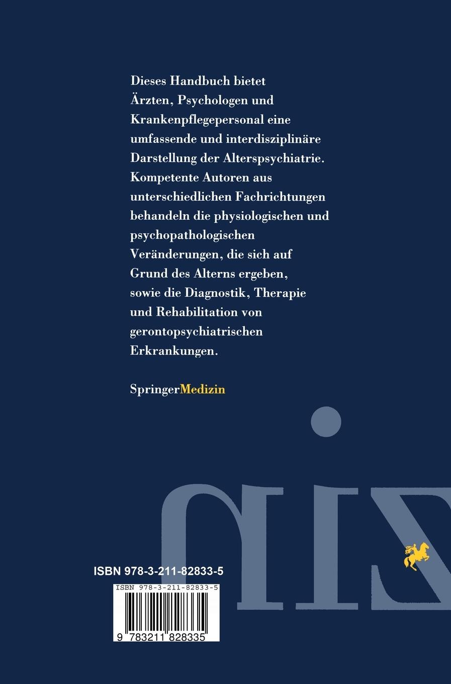 Rückseitencover Handbuch der Gerontopsychiatrie