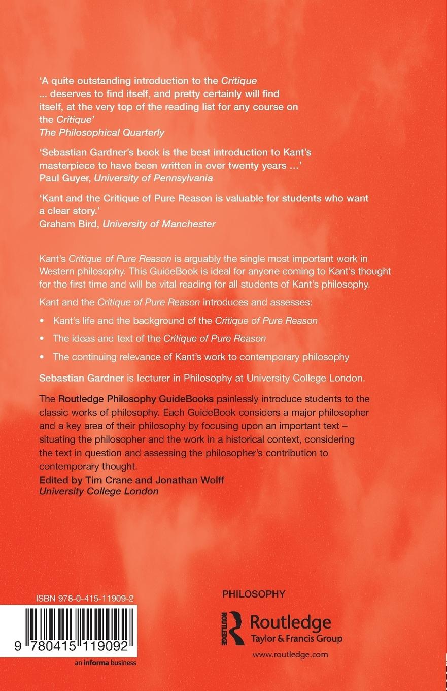 Rückseitencover Routledge Philosophy GuideBook to Kant and the Critique of Pure Reason