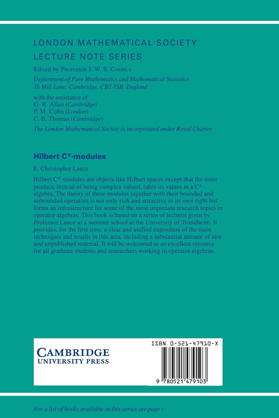 Rückseitencover Hilbert C*-Modules