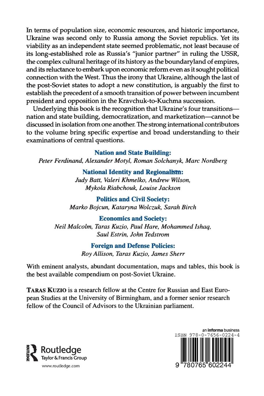 Rückseitencover Contemporary Ukraine