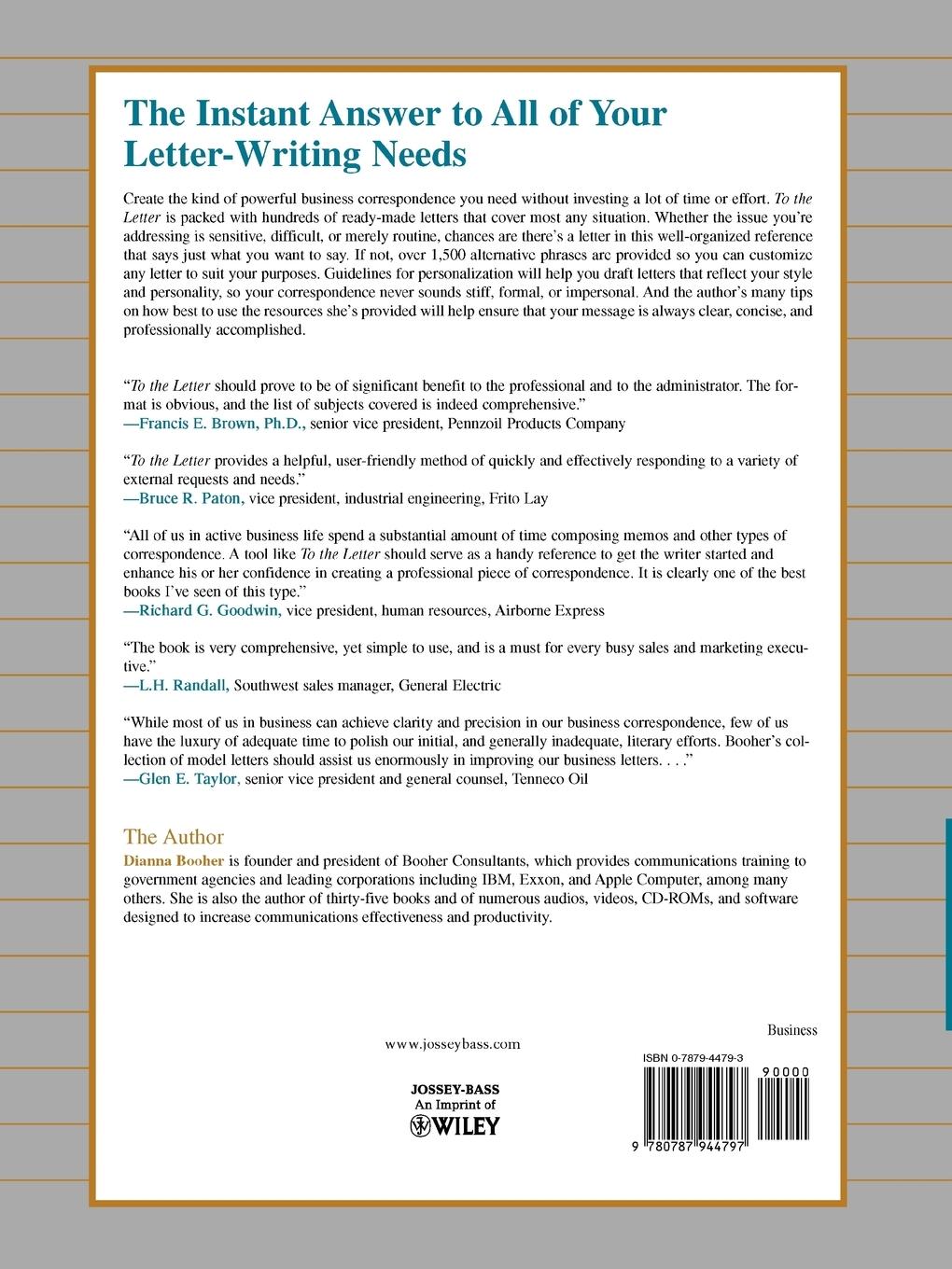 Rückseitencover To the Letter