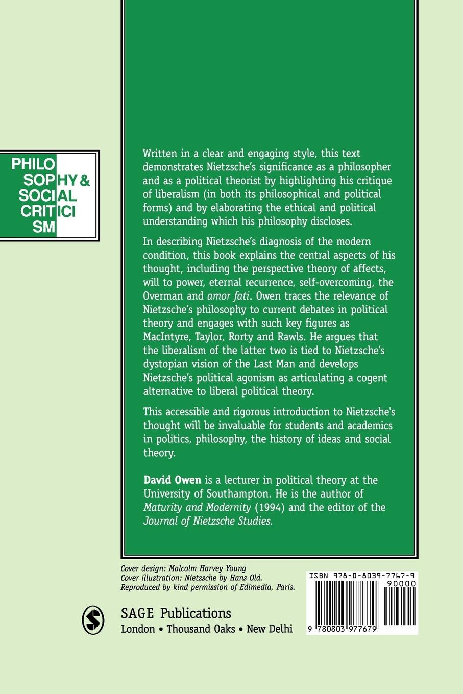 Rückseitencover Nietzsche, Politics and Modernity