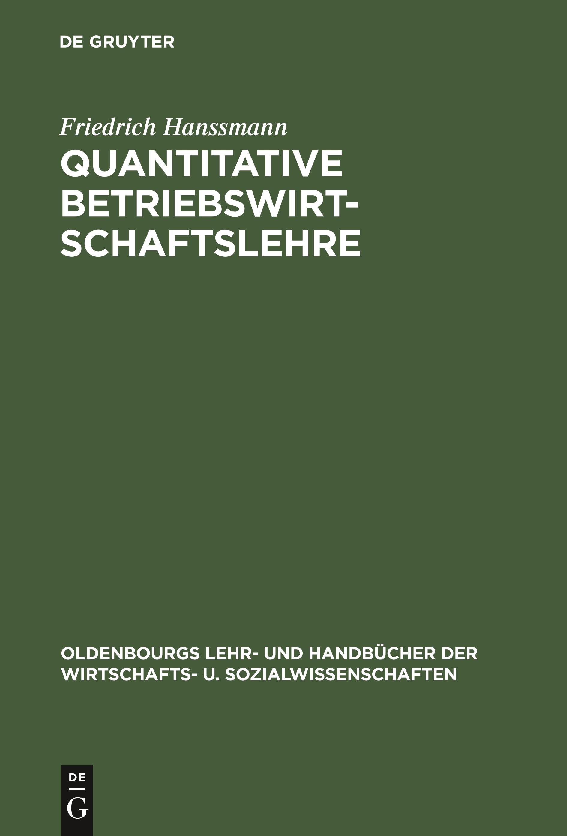 Vorderes Coverbild Quantitative Betriebswirtschaftslehre