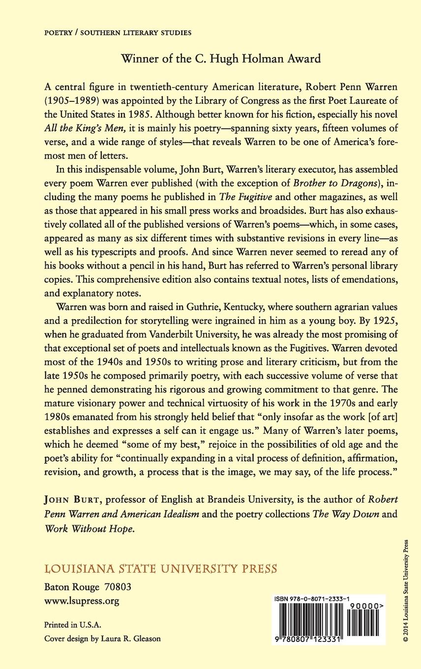 Rückseitencover The Collected Poems of Robert Penn Warren