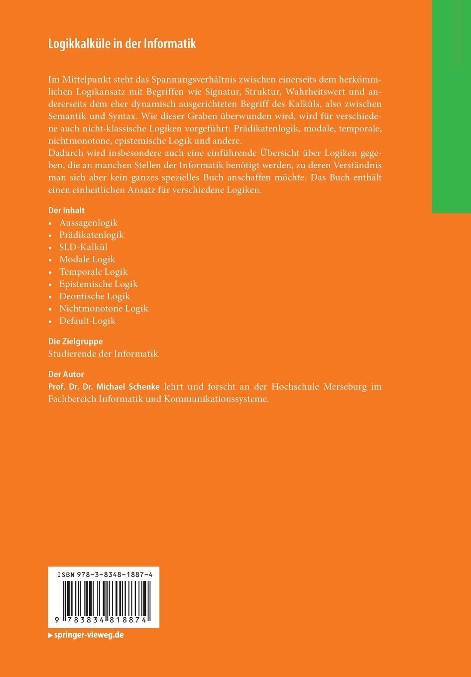 Rückseitencover Logikkalküle in der Informatik