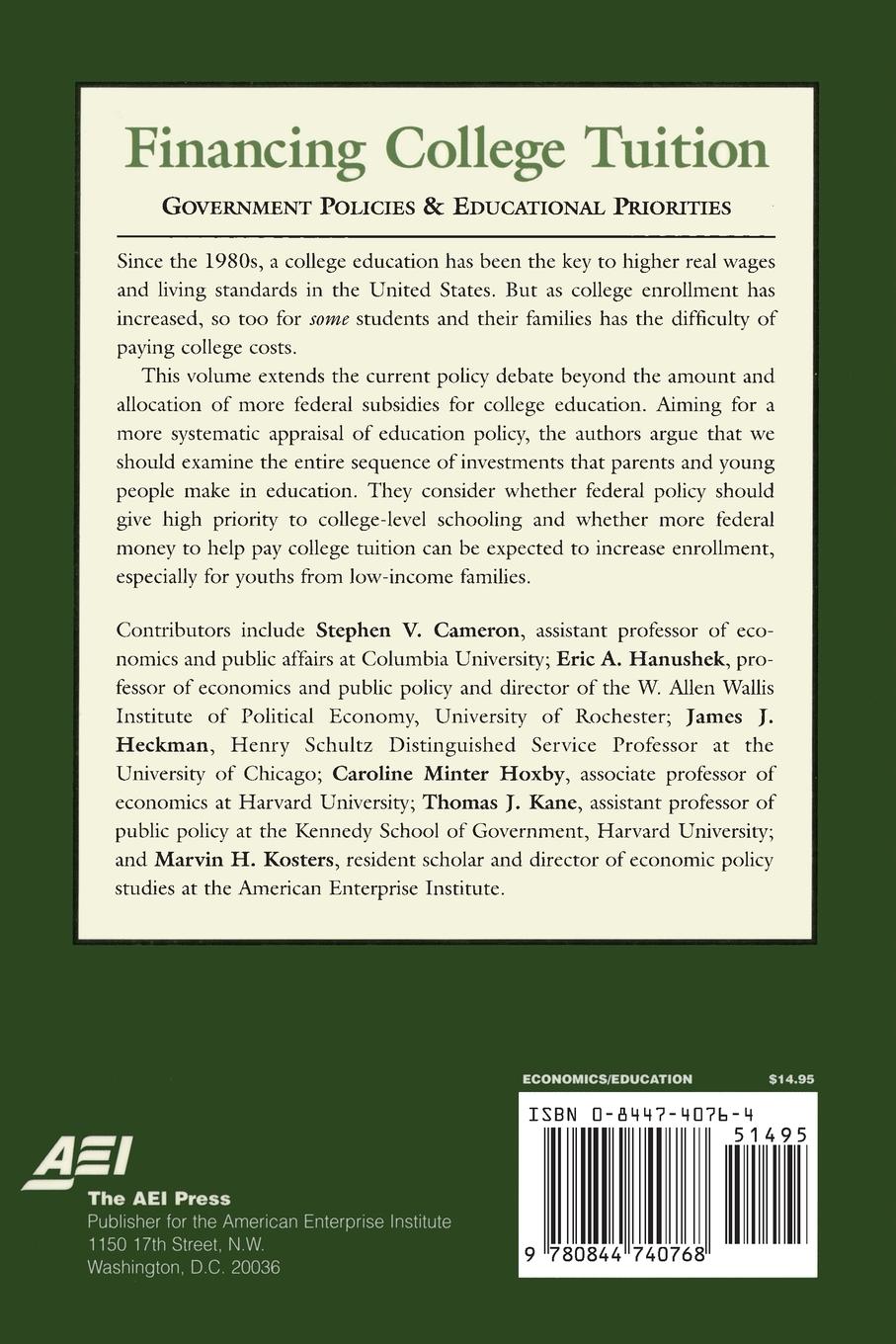 Rückseitencover Financing College Tuition