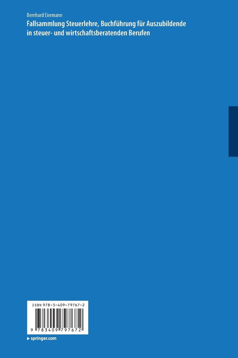 Rückseitencover Fallsammlung Steuerlehre Buchführung für Auszubildende in steuer- und wirtschaftsberatenden Berufen mit Lösungen